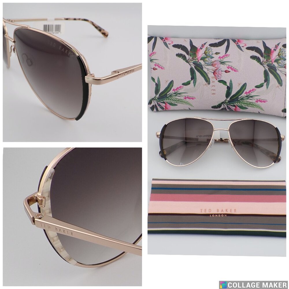 Ted Baker Unique Stripe Detail Aviator Shades, Gradient Unisex Mens Summer 58mm